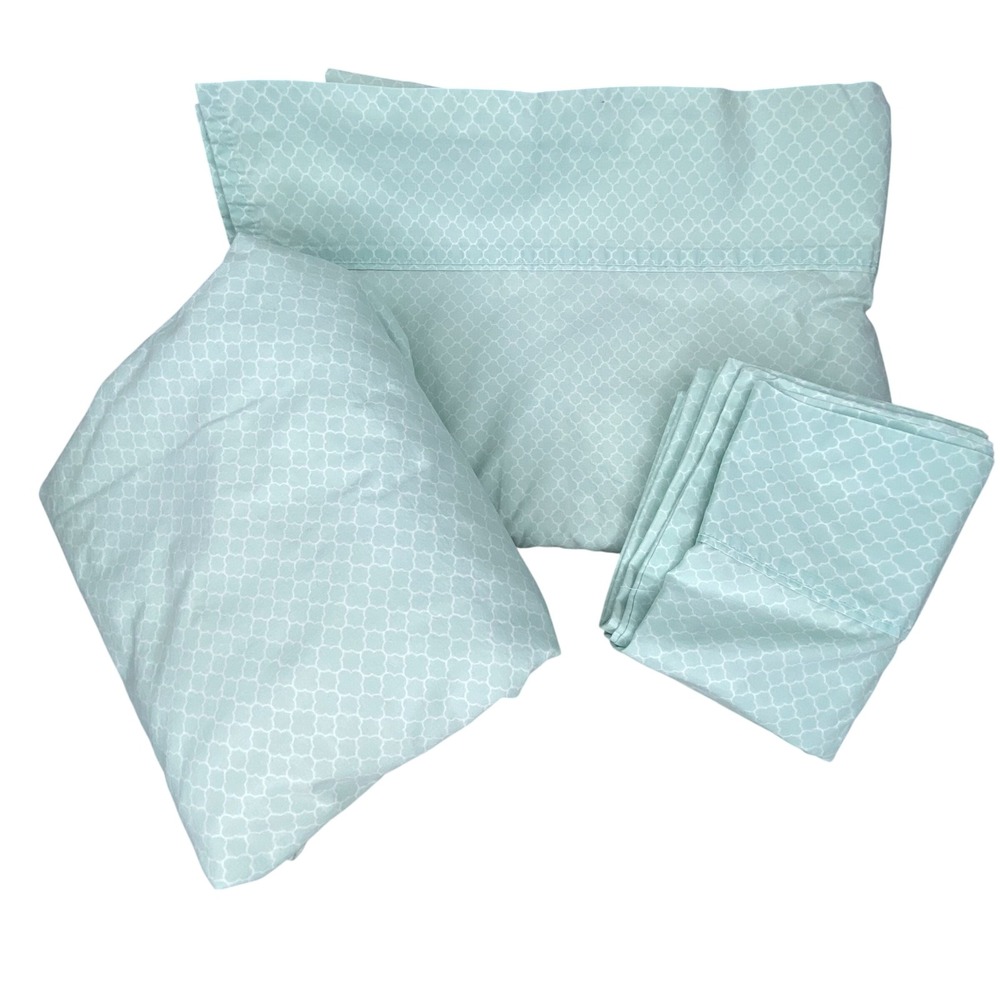 The Big One Easy-Care Twin Blue Trellis‎ Sheet Set Pima Cotton Blend 275TC